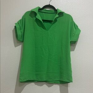 SHEIN Vibrant Green Button Down Shirt
